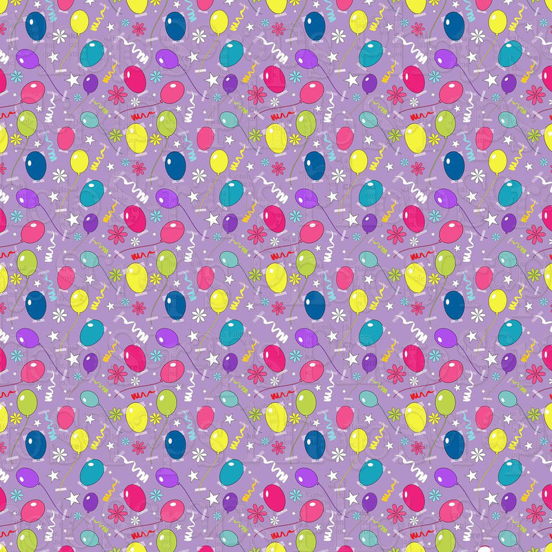 Birthday balloons confetti purple
