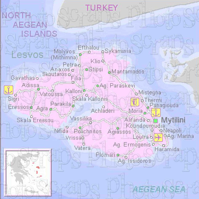 Greece Lesbos map