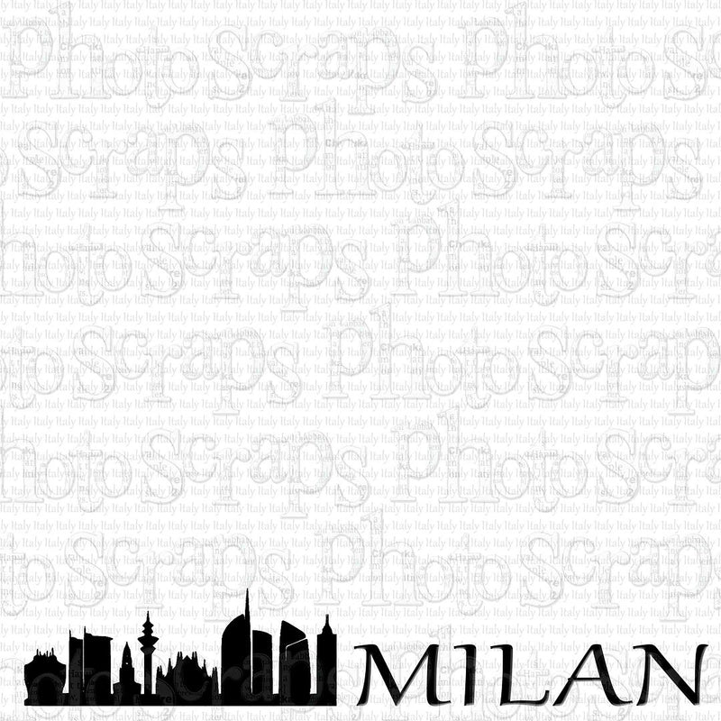 Italy Milan Title and skyline black