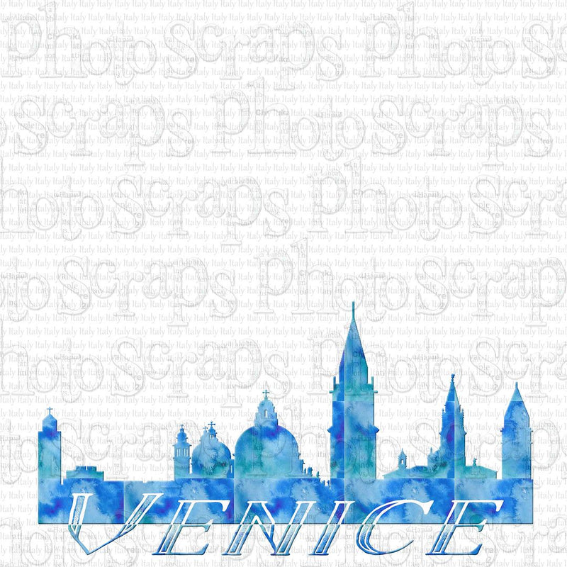 Italy Venice silhouette watercolor