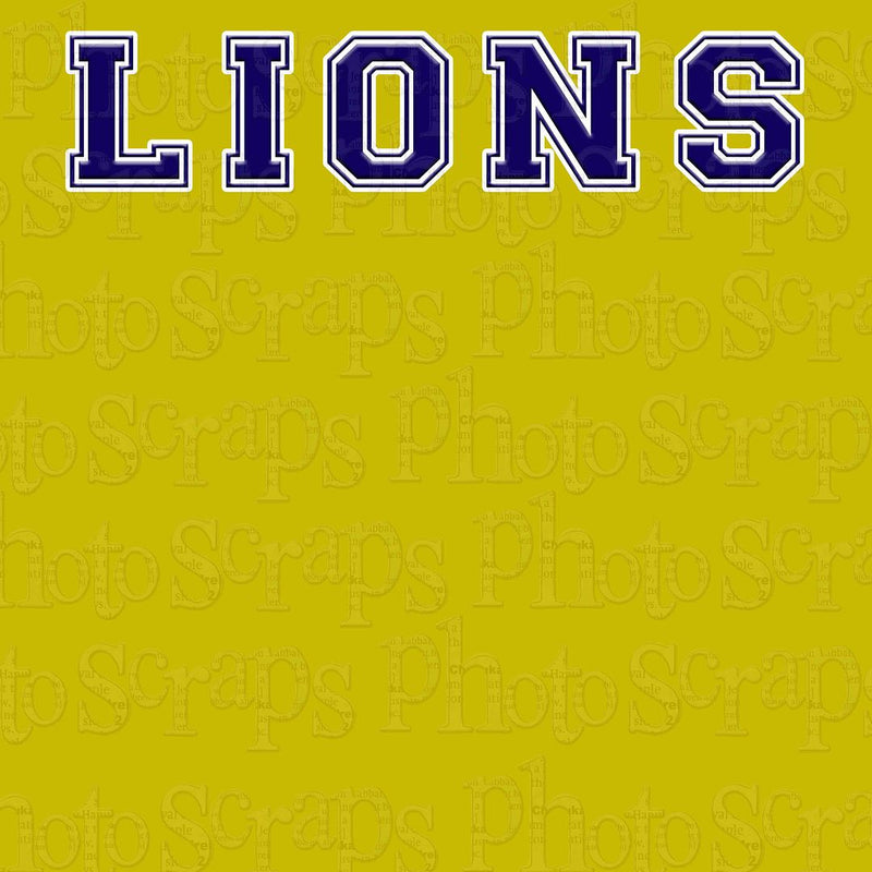Lions blue title over yellow