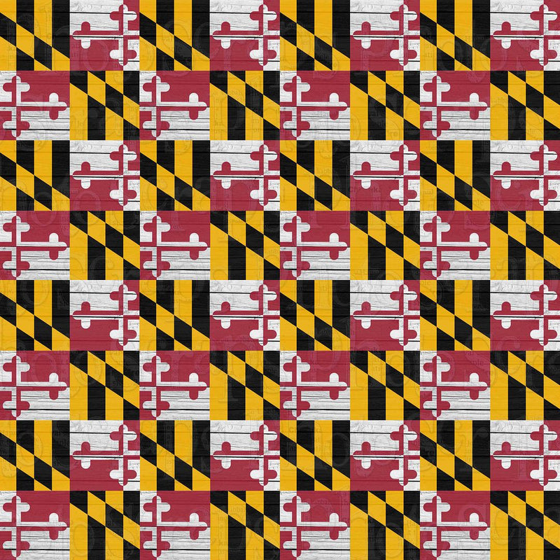 Maryland Flag over wood repeating