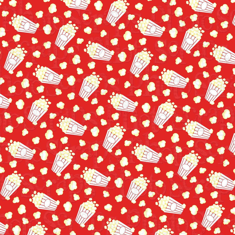 Movie night popcorn over red