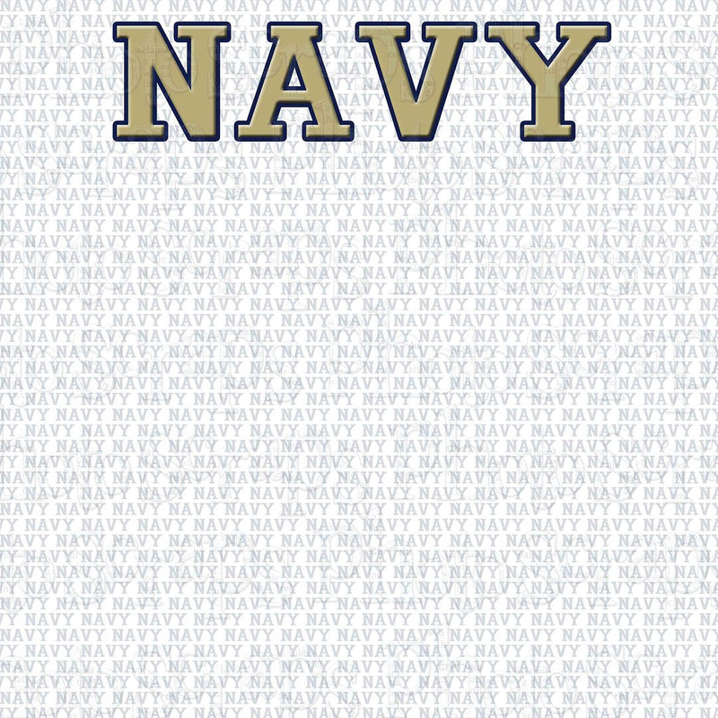 Navy title over repeating