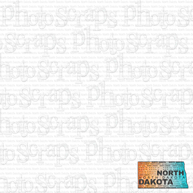 North Dakota State Shape Repeat Word