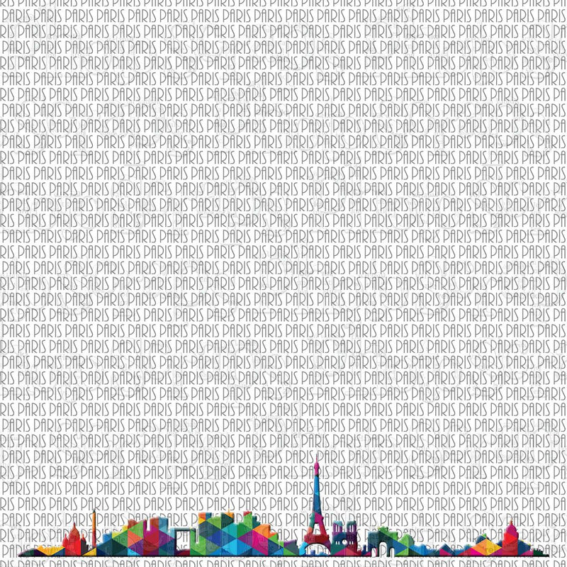 Paris water color skyline darker words