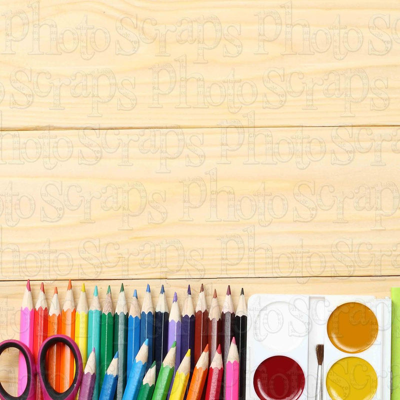 School Wood with supplies Left